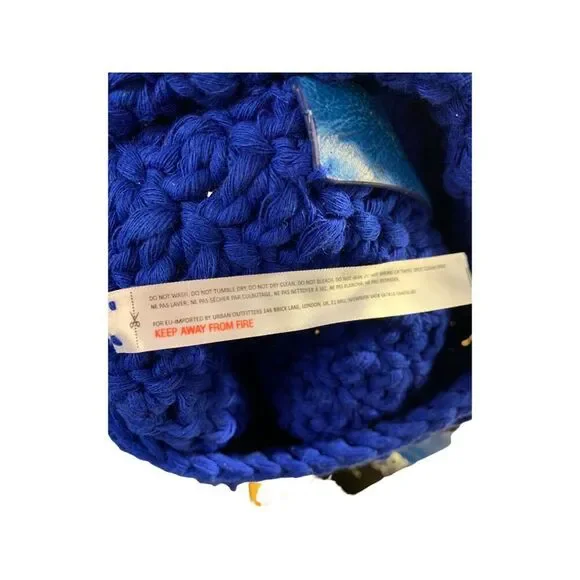 Free People Indigo Blue Macramé Crescent Bag Slouchy Tassel Crossbody, New - Picture 9 of 9